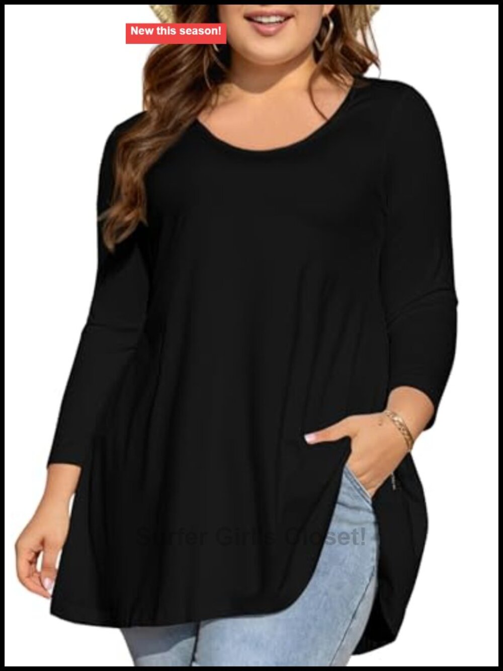Women's Plus Size Tunic Top 3/4 Sleeve Swing Flowy Blouse